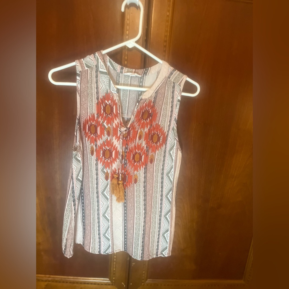THML Geometric Tank Top - Orange and White